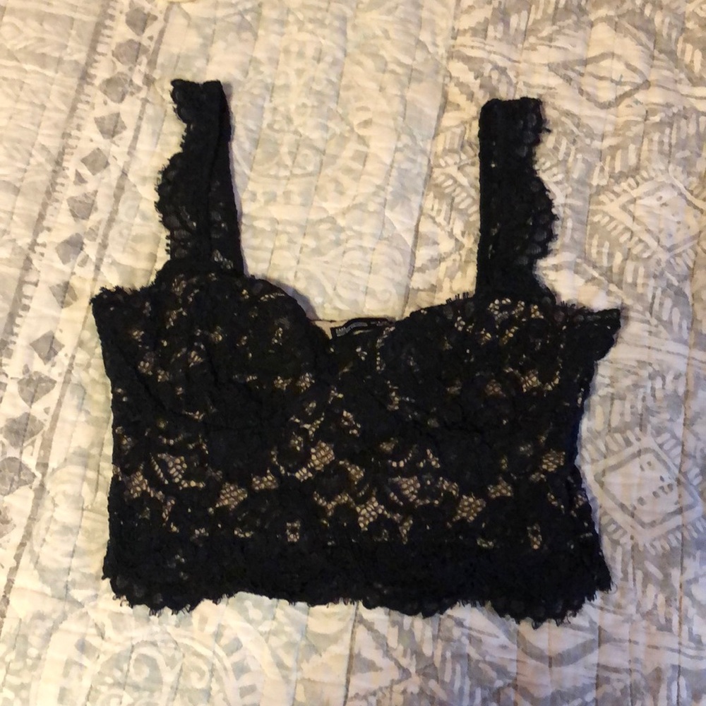 Black Lace Crop Top
